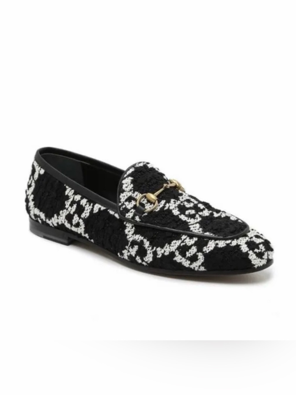 Gucci Jordaan Tweed Black and White Loafers